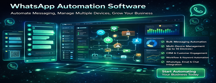 ChatIQ WhatsApp Automation Software dashboard showing bulk messaging, multi-device management, and centralized customer communication system