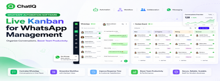 Kanban Based Customer Communication System dashboard for live chat management