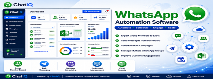 WhatsApp Group Management Software dashboard for business communication