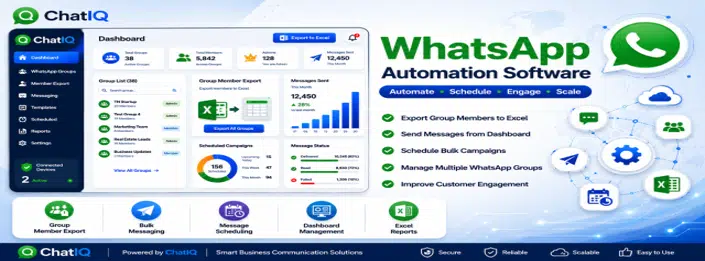 WhatsApp Group Management Software dashboard for business communication
